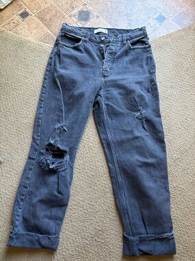 Abercrombie & Fitch High Rise Black Distressed Boyfriend Jeans